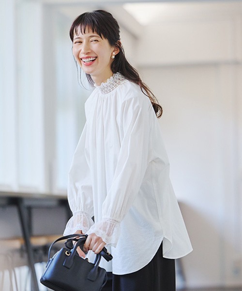 studio CLIP（スタディオクリップ） ブラウス シャツ ボリュームレース