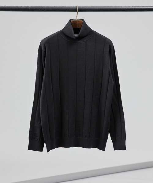 ABAHOUSE GRAY セーター ニット 「カシミアタッチ」シャドーストライプ