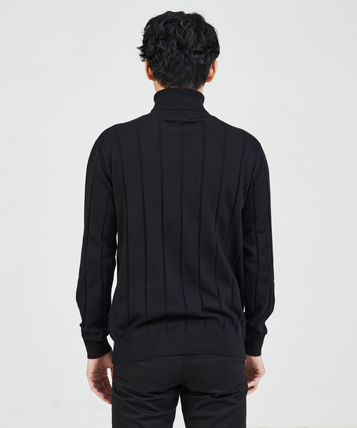 ABAHOUSE GRAY セーター ニット 「カシミアタッチ」シャドーストライプ