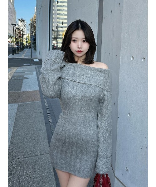 Darich（ダーリッチ） ワンピース ヘアリーオフショルニットミニ