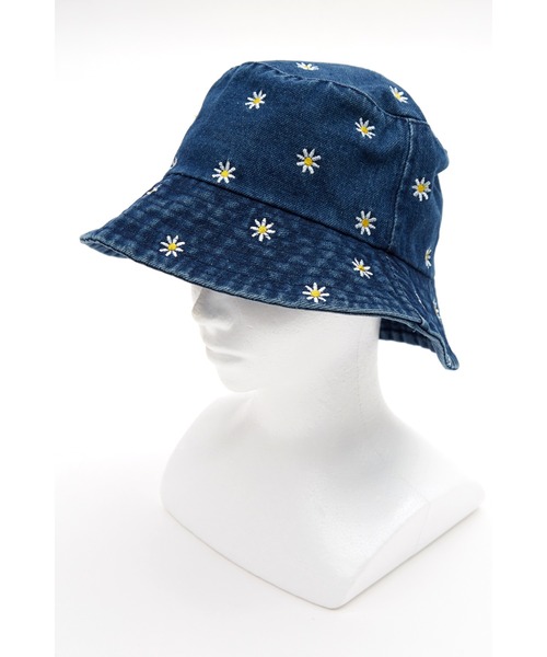 帽子 ハット an meets zakka 花柄刺繍デニムハット / バケハ バケット