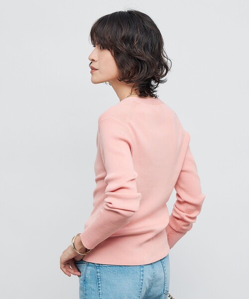 NOLLEY'S（ノーリーズ） カーディガン 「手洗い可能」リブ斜め柄V