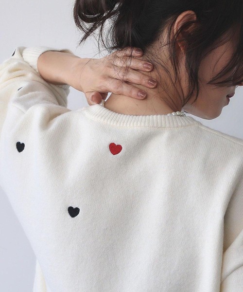 ELFRANK ニット セーター 「新色追加」ハート刺繍 ニット プルオーバー