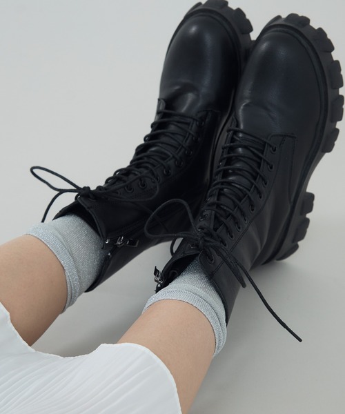 SEN TOKYO ブーツ モード感漂うデザイン。レースアップ ミドル丈 厚底