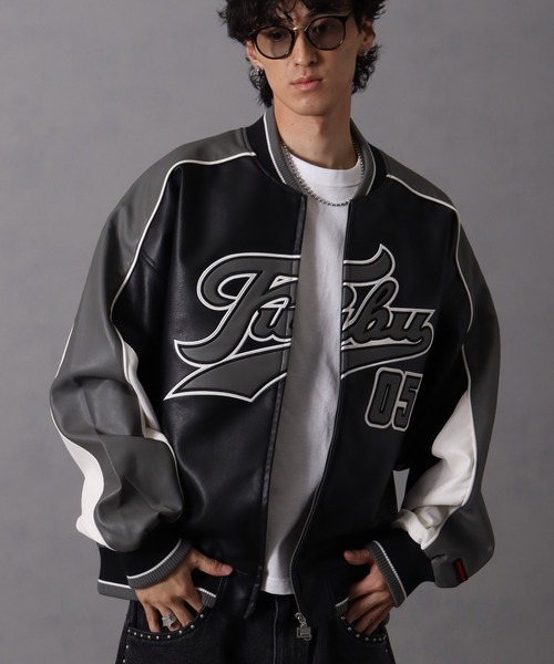 FUBU（フブ） スタジャン Faux Leather Game Jacket / フォウ レザー