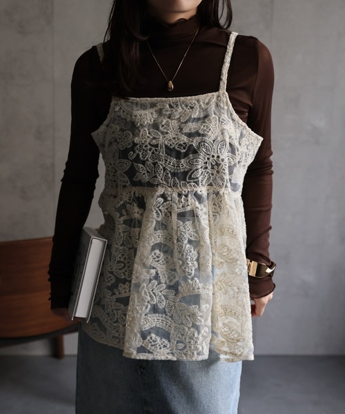 ap retro キャミソール 「選べる」オーガンジーレースキャミ