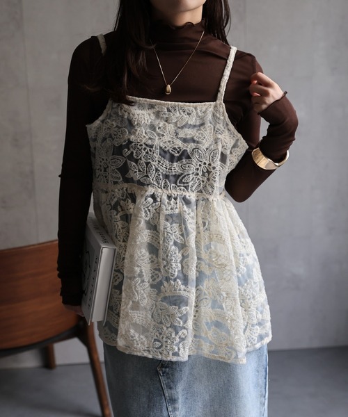 ap retro キャミソール 「選べる」オーガンジーレースキャミ