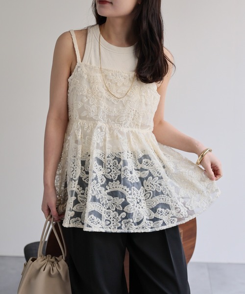 ap retro キャミソール 「選べる」オーガンジーレースキャミ