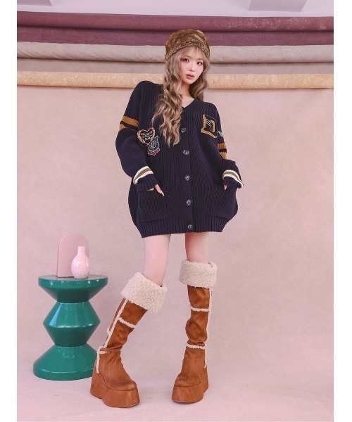 Darich（ダーリッチ） カーディガン カレッジワッペンVネックニット