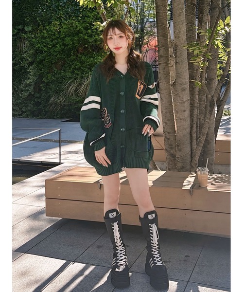 Darich（ダーリッチ） カーディガン カレッジワッペンVネックニット