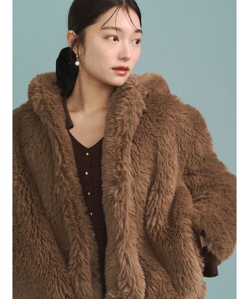 LAGUNAMOON（ラグナムーン） コート アウター フェイクファーフーディ