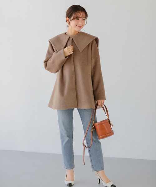 Fit more（フィットモア） コート アウター ビッグカラーウールライク