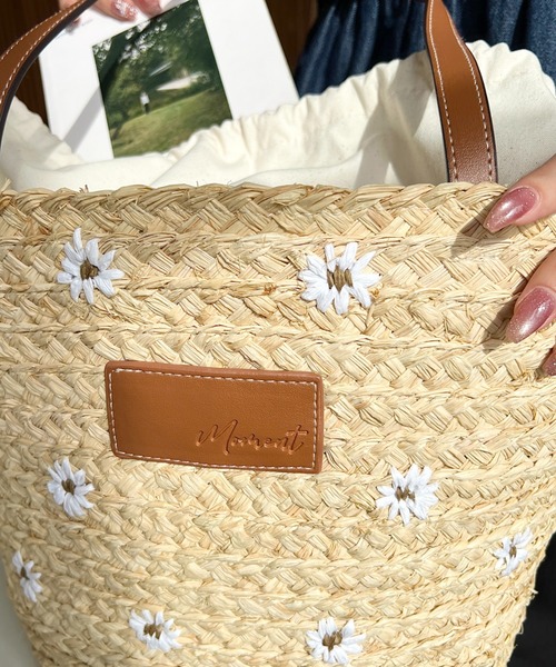 moment+ かごバッグ カゴバッグ フラワー刺繍かごバッグ : ZOZOTOWN