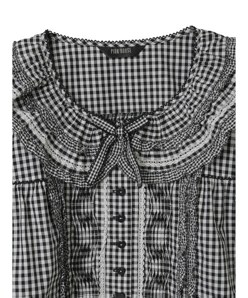 PINK HOUSE（ピンクハウス） ブラウス シャツ フリル襟付きギンガム