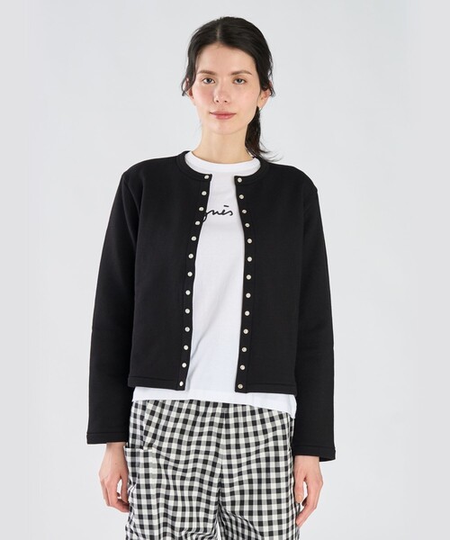 agnes b.（アニエスベー） カーディガン WEB限定 ロゴ コットン 長袖