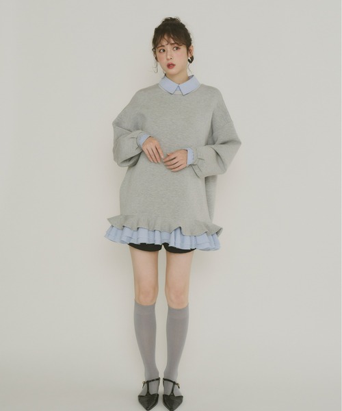 Olu.（オルドット） トレーナー スウェット フリルレイヤード