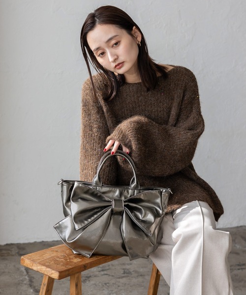 VitaFelice（ヴィータフェリーチェ） トートバッグ エナメル2wayリボン