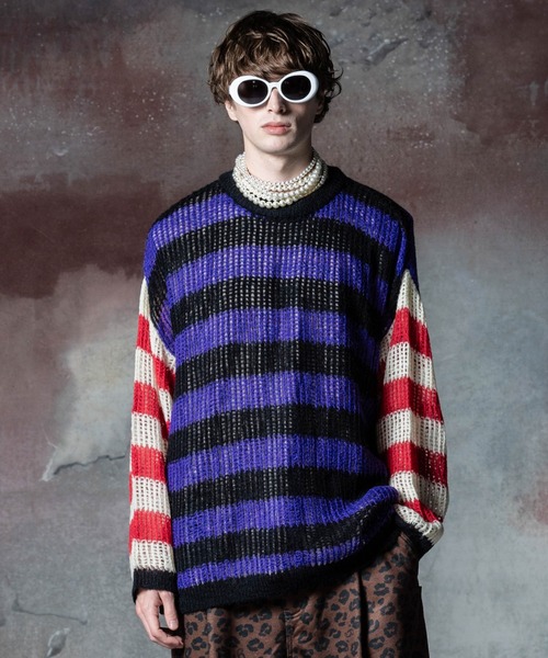 glamb（グラム） セーター ニット Mesh Border Knit / メッシュ