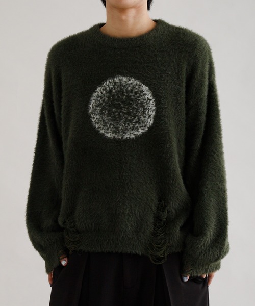セーター ニット 「EPNK」Damage logo shaggy knit / ダメージロゴ