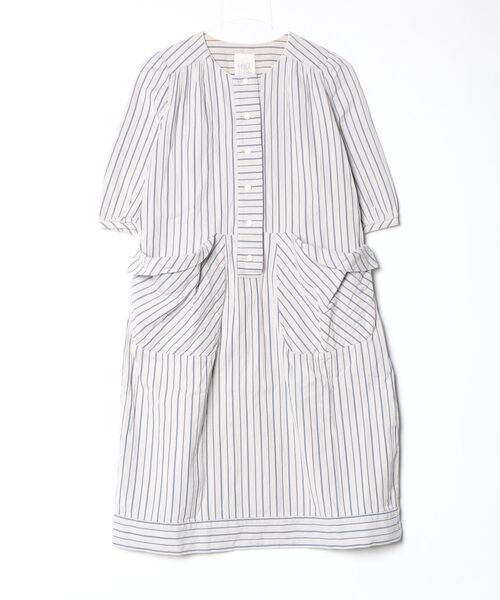 mina perhonen（ミナペルホネン） ストライプ柄7分袖ワンピース 36