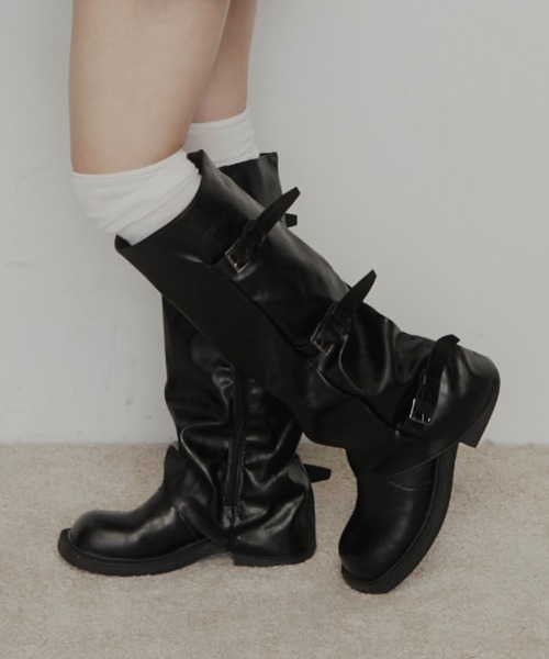 Nadana ブーツ バックルロングエンジニアブーツ レディース : ZOZOTOWN