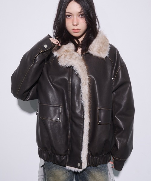 ENVYM（アンビー） ブルゾン アウター ファードッキングレザーブルゾン