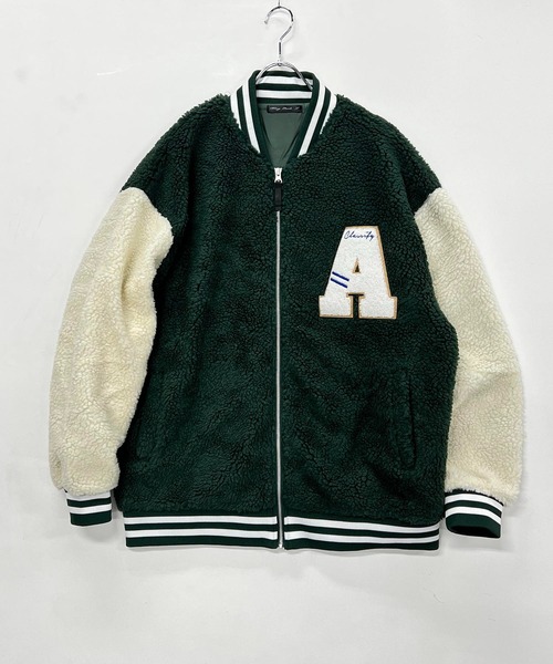 Bling Leads スタジャン もこもこボアフリース / 刺繍ワッペン入り