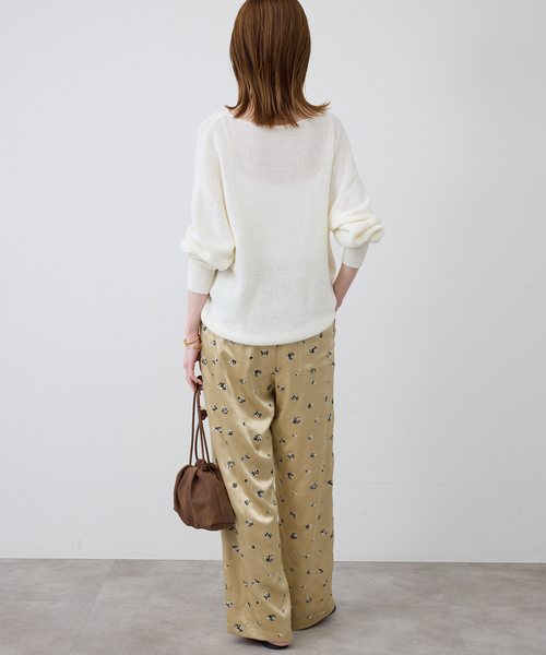 SLOBE IENA（スローブイエナ） パンツ flower刺繍サテンイージーパンツ