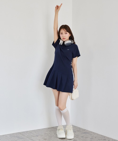 one after another NICE CLAUP ワンピース ポロ襟プリーツミニ
