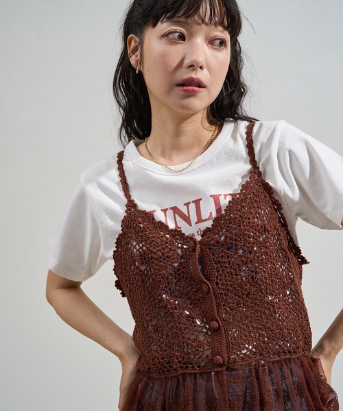 FREAK'S STORE（フリークスストア） キャミソール かぎ針ドッキング