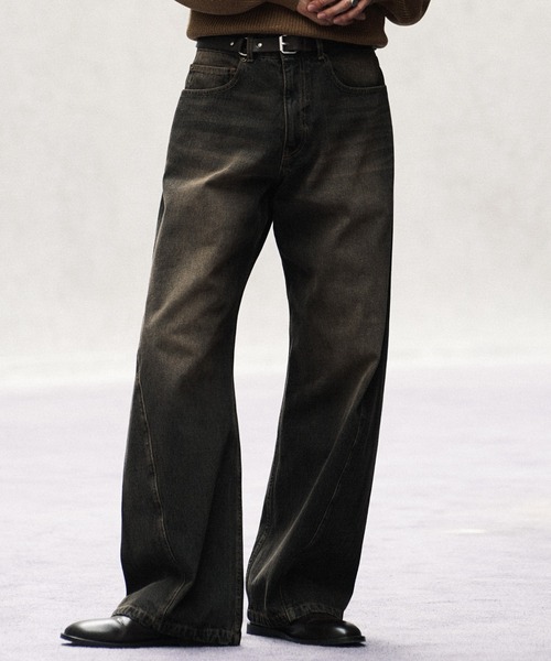 WYM LIDNM ジーンズ VINTAGE WASHED CURVED DENIM メンズ レディース