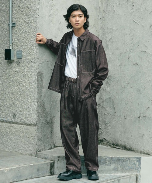 RAGEBLUE（レイジブルー） シャツ 「BREEZY DENIM」ステッチデニム