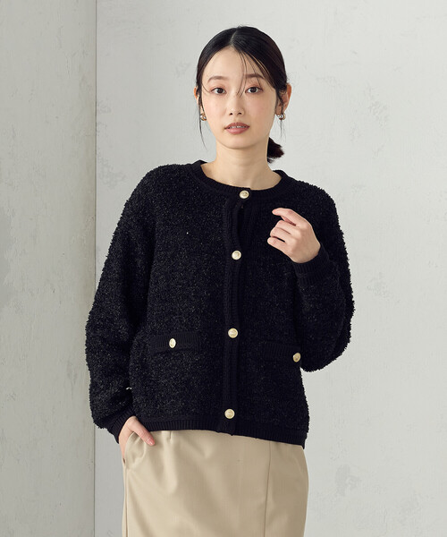COMME CA ISM（コムサイズム） カーディガン ツイード金ボタン ニット