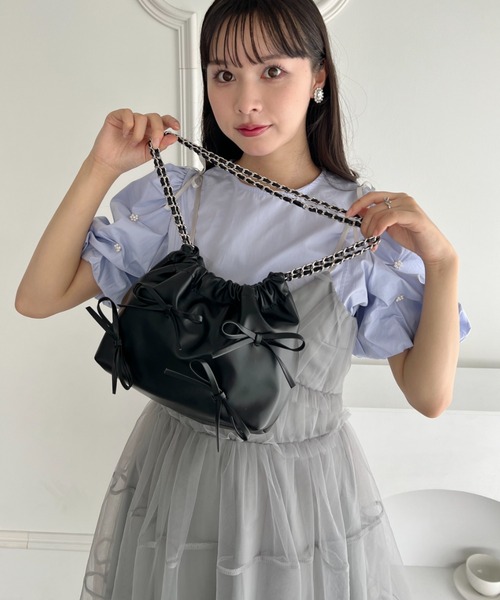 Loueme ハンドバッグ 「6色展開」メニーリボンチェーンショルダー