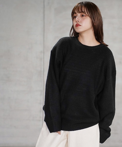 NEVER） Acquiesce セーター ニット 畔編みクルーネックニットセーター