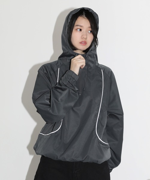 ブルゾン アウター ハーフジップパイピングリフレクトテックジャケット