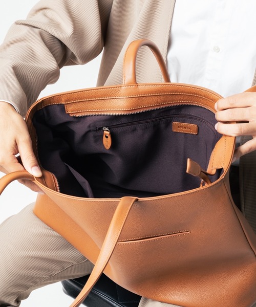 MURA（ムラ） トートバッグ シュリンクレザー シンプル スマホポケット