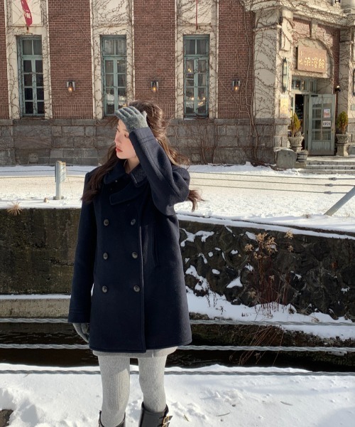 FAVORITO ピーコート pコート ダブルブレストメルトンジャケット