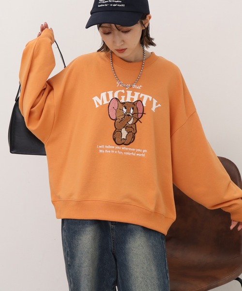 トレーナー スウェット 「Tom ＆ Jerry/トム ジェリー」サガラ刺繍 裏