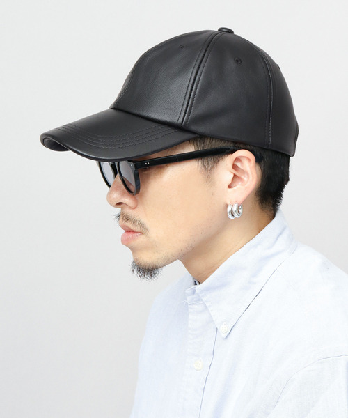 Mr.COVER キャップ 帽子 本革 シープレザー ロングビル キャップ（つば