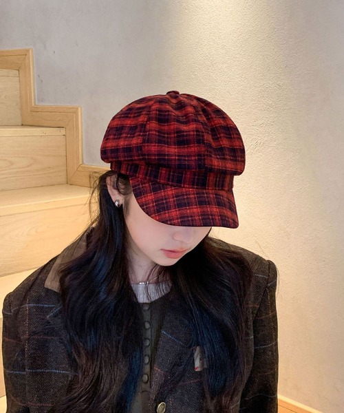 Chiina 帽子 キャスケット Chiina / チェック柄キャスケット帽