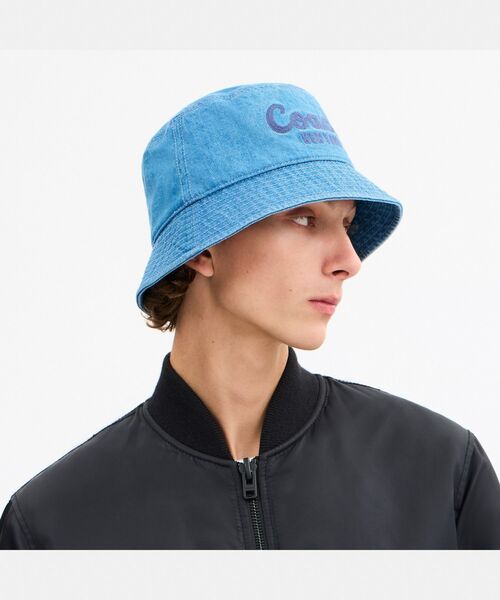 COACH（コーチ） 帽子 ハット スクリプト エンブロイダード デニム