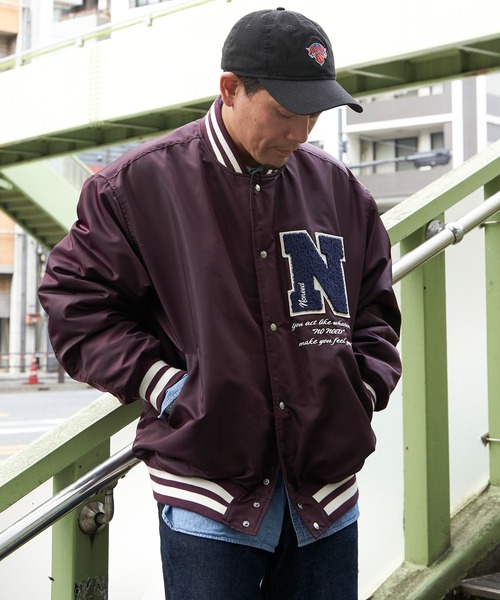 NO NEED（ノーニード） スタジャン ナイロンワッペンリブラインBIG