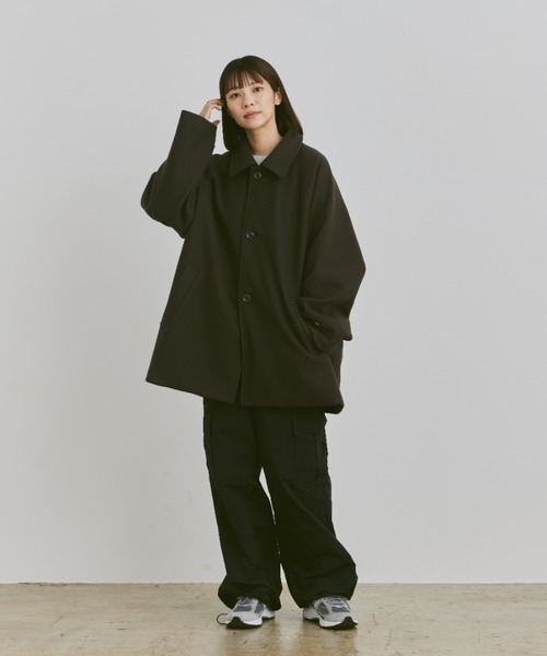 flaner ステンカラーコート MEDIUM ブラック レディース : ZOZOTOWN