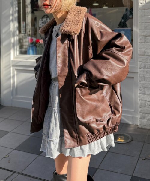 w closet（ダブルクローゼット） ブルゾン アウター ボア付きフェイク