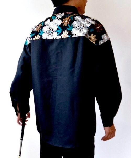 CELENA BEATS シャツ オーバーサイズ花柄刺繍入りシャツ/長袖 メンズ