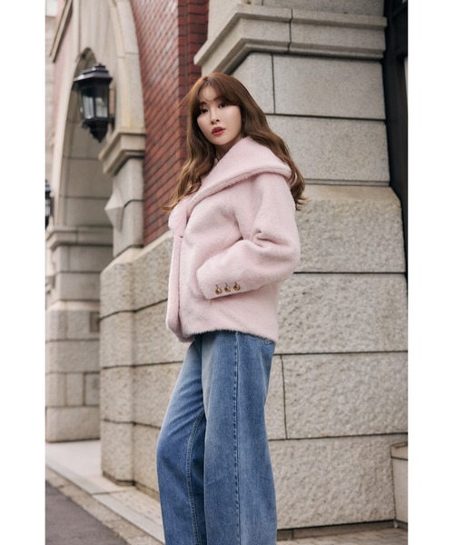 Her lip to ダウンコート ダウンジャケット Double Breasted Shaggy