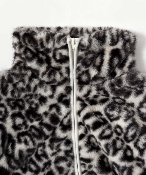 ブルゾン アウター レオパード ミックスシャギーファー スタンド