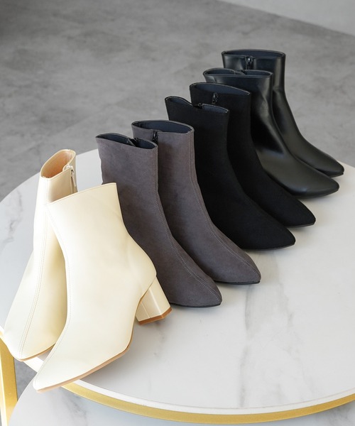 ブーツ 晴雨兼用チャンキーショートブーツ「日本製」 レディース