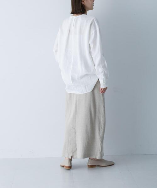 かぐれ ブラウス シャツ リネンクルーネックプルオーバー レディース